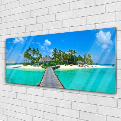 Quadro de vidro Praia Tropical Palm