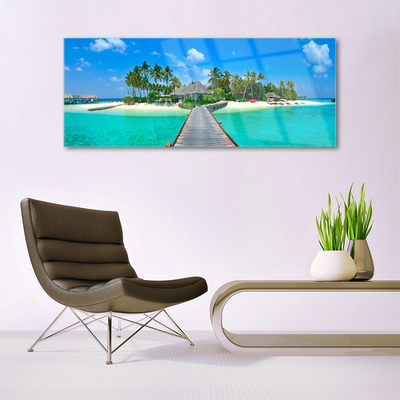 Quadro de vidro Praia Tropical Palm