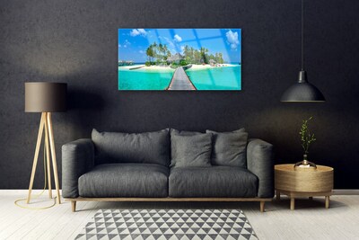 Quadro de vidro Praia Tropical Palm