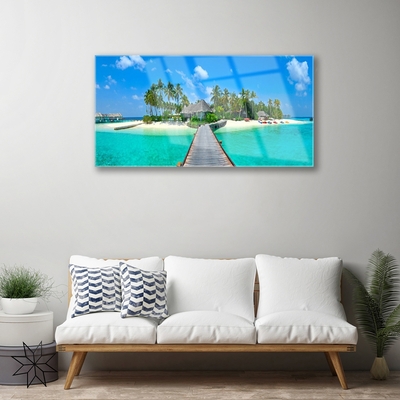 Quadro de vidro Praia Tropical Palm