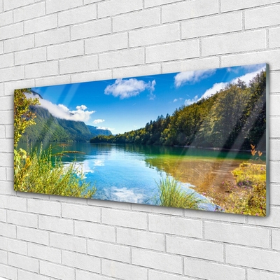 Quadro de vidro Montanhas Floresta Natureza Lago