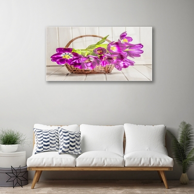 Quadro de vidro Flores em uma cesta