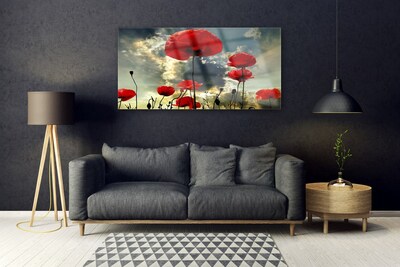 Pintura em vidro Papoulas Flores Natureza Planta