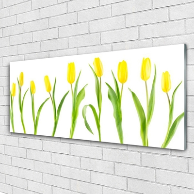 Quadro de vidro Flores de tulipas amarelas