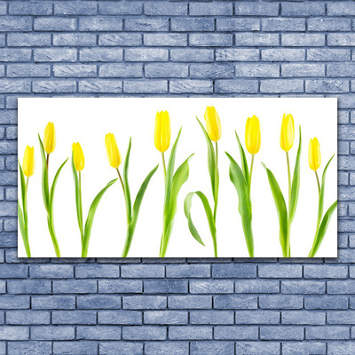 Quadro de vidro Flores de tulipas amarelas