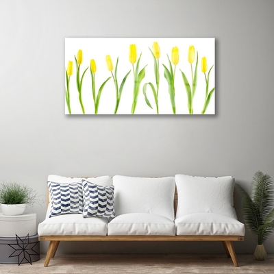 Quadro de vidro Flores de tulipas amarelas
