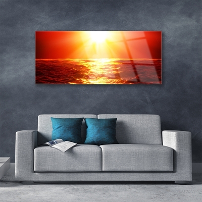 Quadro de vidro Onda do mar do pôr do sol