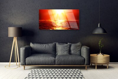 Quadro de vidro Onda do mar do pôr do sol