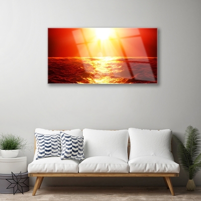 Quadro de vidro Onda do mar do pôr do sol