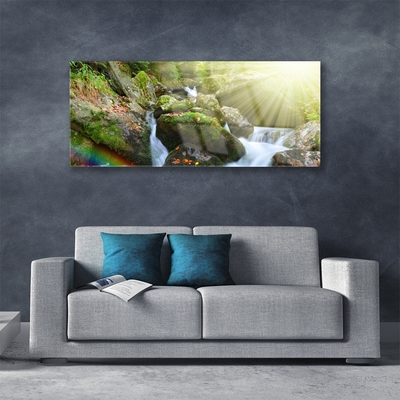 Quadro de vidro Cachoeira Rainbow Nature Stream