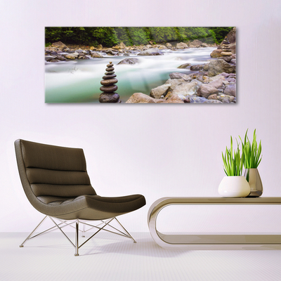 Quadro de vidro Rio Riacho da Floresta Montanhas