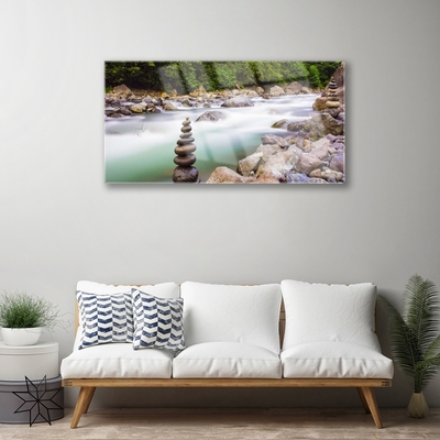 Quadro de vidro Rio Riacho da Floresta Montanhas