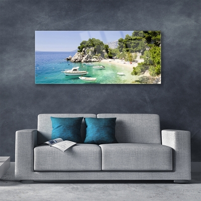 Quadro de vidro Barcos Sea Beach Rocks