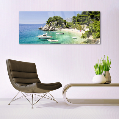 Quadro de vidro Barcos Sea Beach Rocks