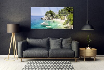 Quadro de vidro Barcos Sea Beach Rocks