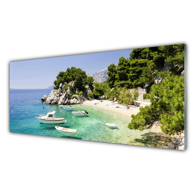 Quadro de vidro Barcos Sea Beach Rocks