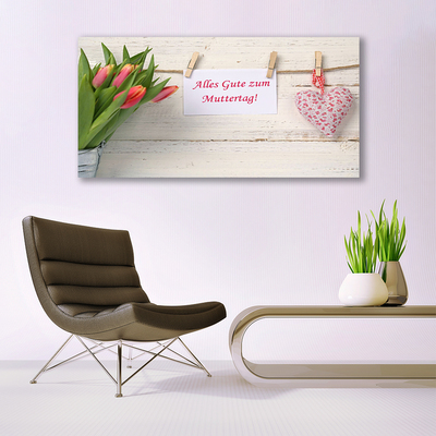 Quadro de vidro Arte de coração de tulipas