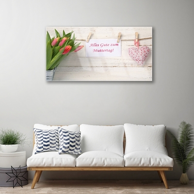 Quadro de vidro Arte de coração de tulipas