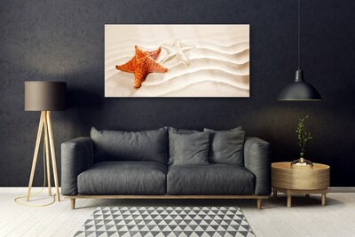Quadro de vidro Estrela do mar na areia da praia