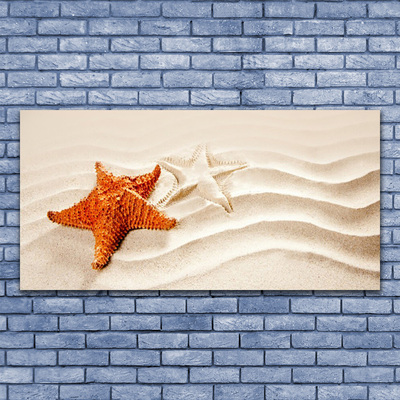 Quadro de vidro Estrela do mar na areia da praia