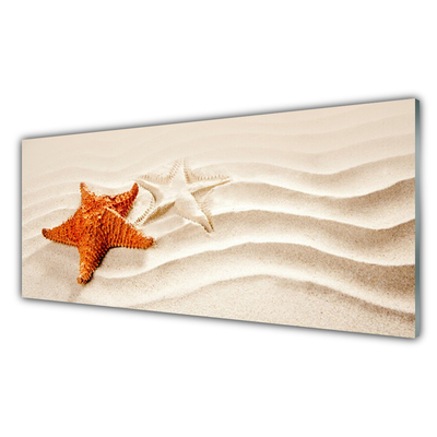 Quadro de vidro Estrela do mar na areia da praia