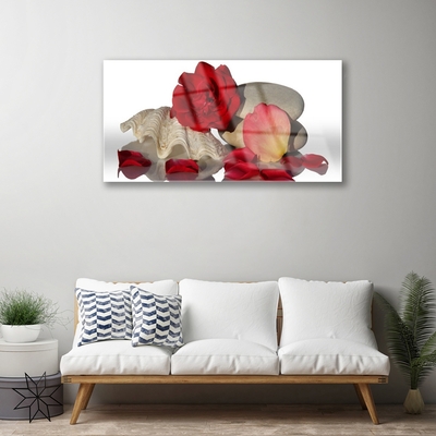 Pintura em vidro Natureza morta com pétalas de rosas