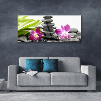 Quadro de vidro Pedras de orquídea Zen Spa