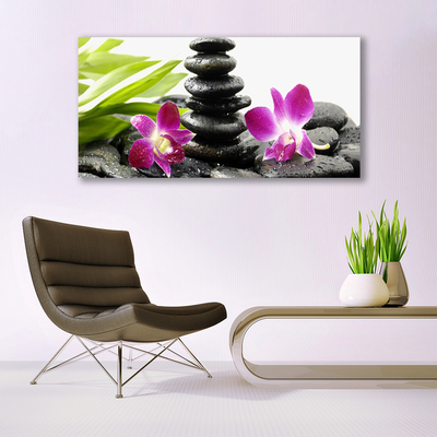 Quadro de vidro Pedras de orquídea Zen Spa