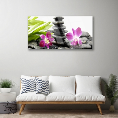 Quadro de vidro Pedras de orquídea Zen Spa