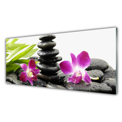 Quadro de vidro Pedras de orquídea Zen Spa