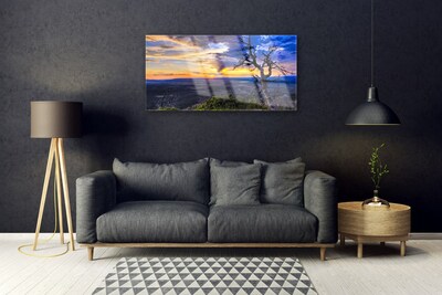 Quadro de vidro Árvore do Pôr do Sol