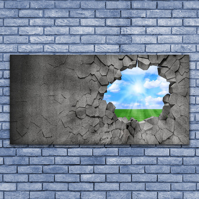 Quadro de vidro Buraco na parede rachada