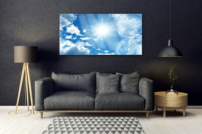 Pintura em vidro Sol Nuvens Céu Azul