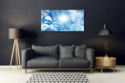 Pintura em vidro Sol Nuvens Céu Azul