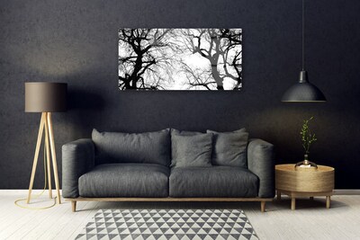 Quadro de vidro Árvores Natureza Preto e Branco
