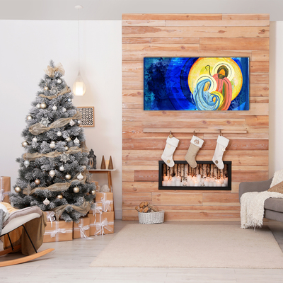 Pintura em vidro Natal Abstração Família Inverno