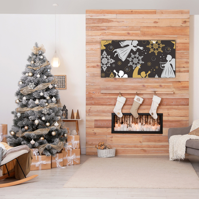 Pintura em vidro Flocos de neve anjos natal