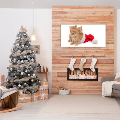 Pintura em vidro Gatos Natal Papai Noel