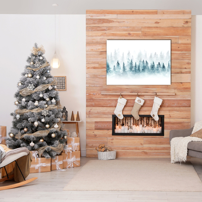 Pintura em vidro Árvores de Natal na floresta Feriados Neve