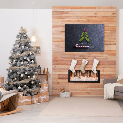 Pintura em vidro Árvore de Natal abstrata Inverno sagrado