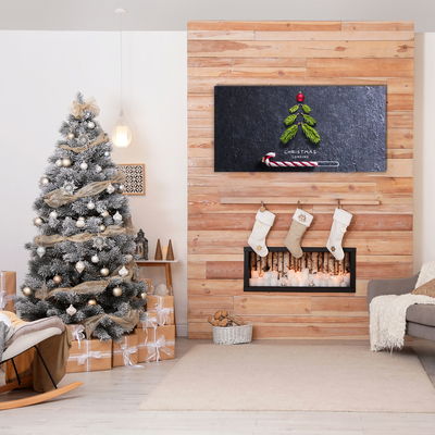 Pintura em vidro Árvore de Natal abstrata Inverno sagrado