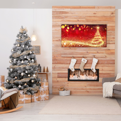 Pintura em vidro Árvore de Natal abstrata Inverno sagrado