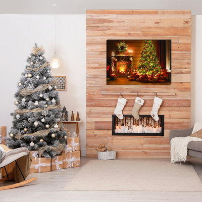 Pintura em vidro Árvore de Natal para lareira