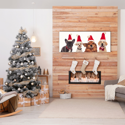 Pintura em vidro Cães Papai Noel Natal