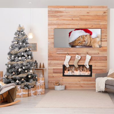 Pintura em vidro Chapéu de Papai Noel Gato Natal