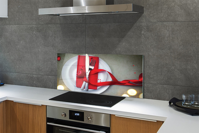 Painel de vidro Luzes de jantar em forma de coração