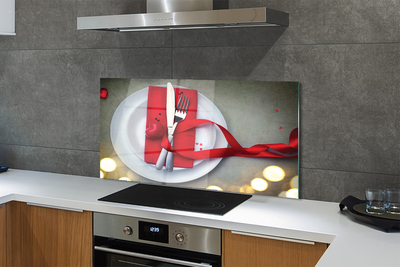 Painel de vidro Luzes de jantar em forma de coração