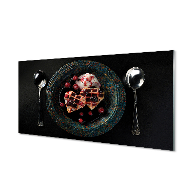 Painel de vidro Waffles de coração com colher de sorvete