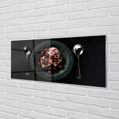 Painel de vidro Waffles de coração com colher de sorvete