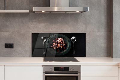 Painel de vidro Waffles de coração com colher de sorvete